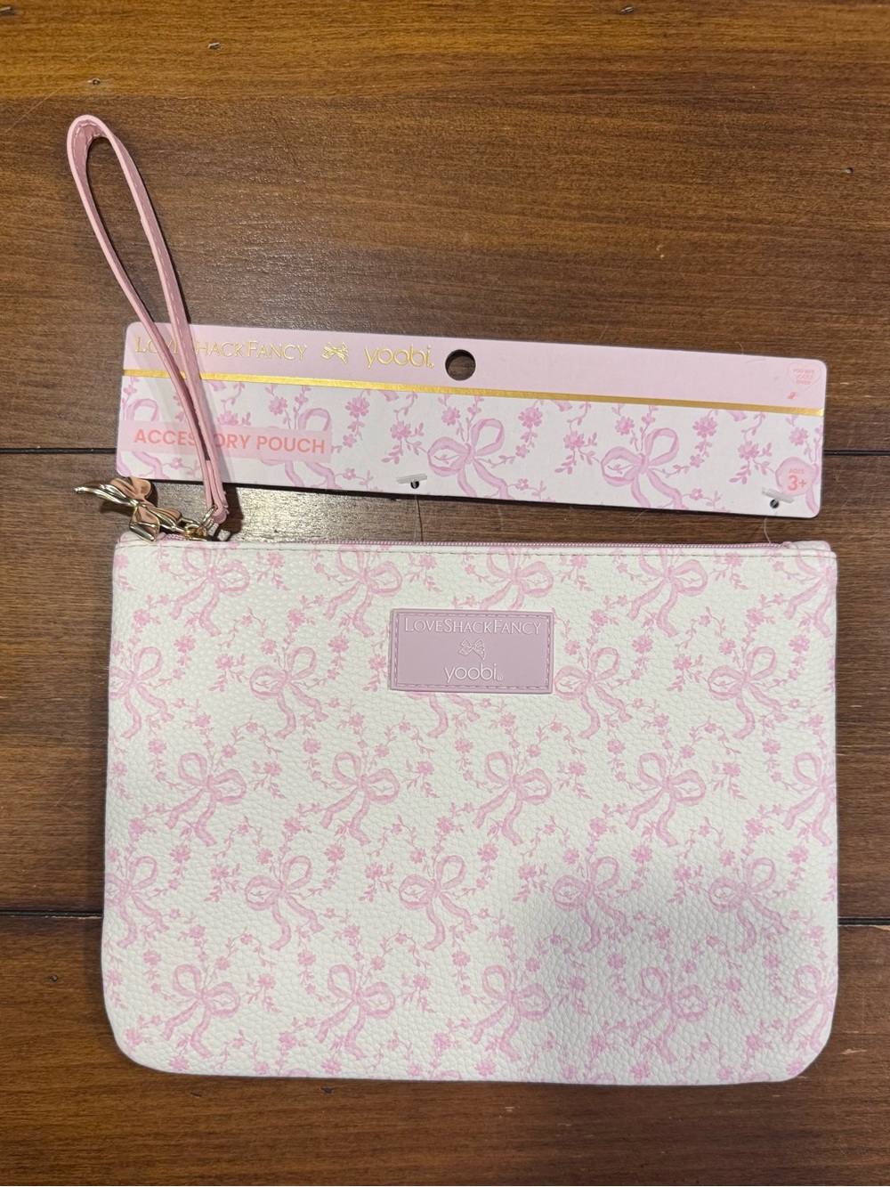 LoveShackFancy x Yoobi Pink Bow Wristlet Pouch